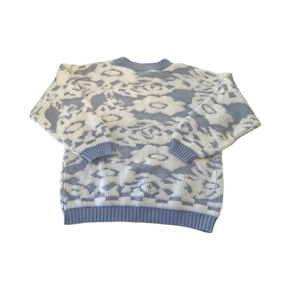 Vtg Arielle Woman's Floral Geometric Cottagecore Purple White Glitter Sweater - Picture 4 of 4